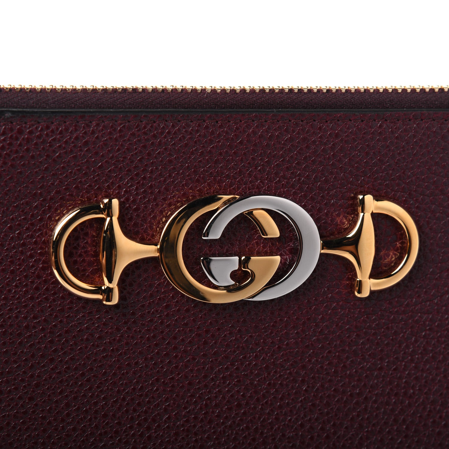 Gucci Grainy Calfskin Zumi Zip Pouch Vintage Bordeaux 14 of 15