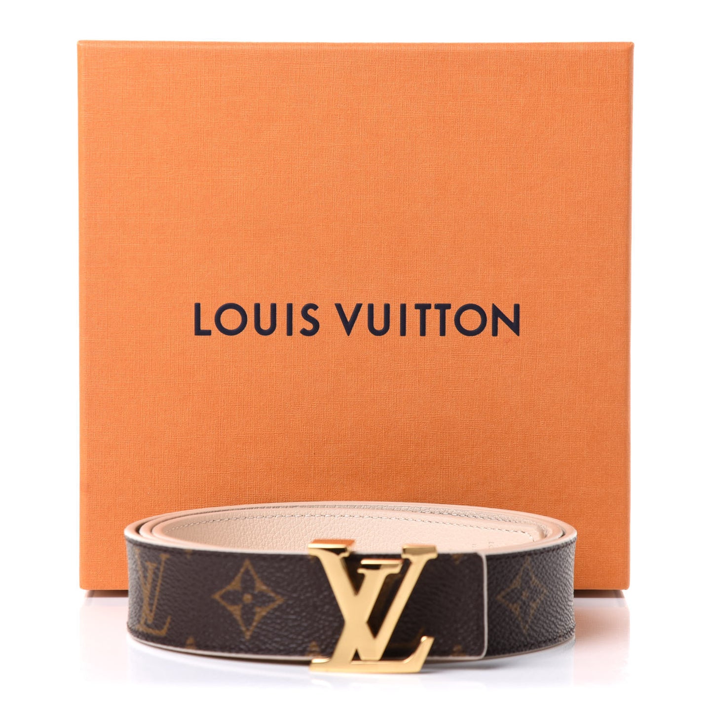 Monogram Calfskin 30mm LV Initiales Reversible Belt 90 36 Creme