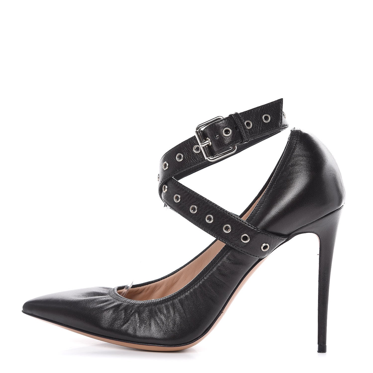 Valentino Garavani Nappa Love Latch Cross Strap 100mm Pumps 37 Black 1 of 10