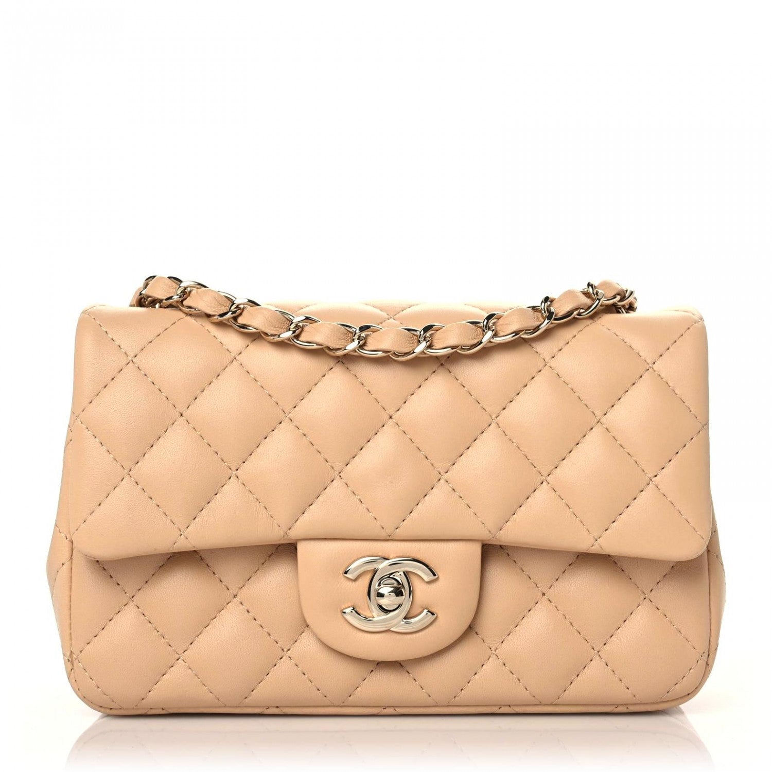 Chanel Lambskin Quilted Mini Rectangular Flap Beige 1 of 10