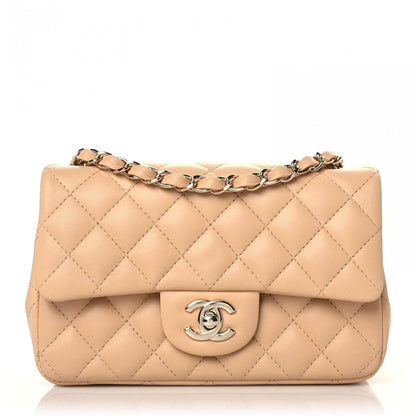 Chanel Lambskin Quilted Mini Rectangular Flap Beige 1 of 10