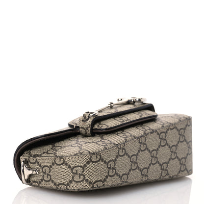 Gucci GG Supreme Monogram Mini Horsebit 1955 Asymmetric Shoulder Bag Beige Ebony 4 of 11