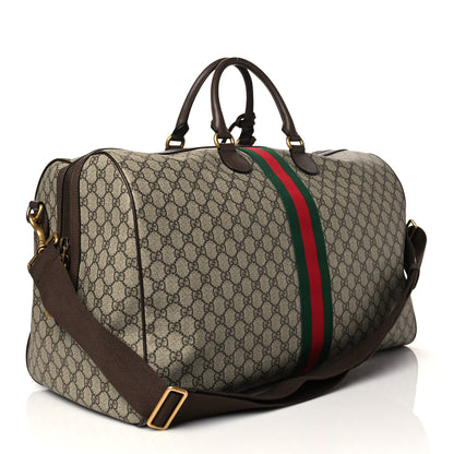 Gucci GG Supreme Monogram Textured Dollar Calfskin Web Large Savoy Duffle Bag Beige Ebony New Acero 2 of 9