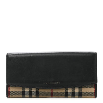 Burberry Calfskin Horseferry Check Porter Continental Wallet Black 1 of 8