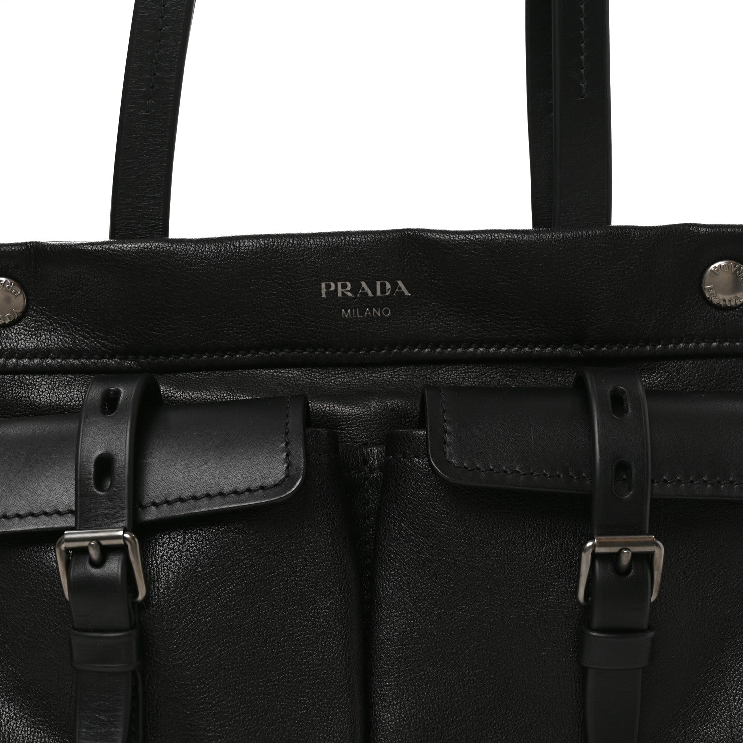 Prada Buffalo Medium Route Tote Bag Black 7 of 9