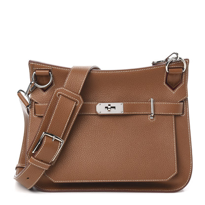 Hermes Taurillon Clemence Bi-Color Jypsiere 31 Gold Rouge Casaque 1 of 13