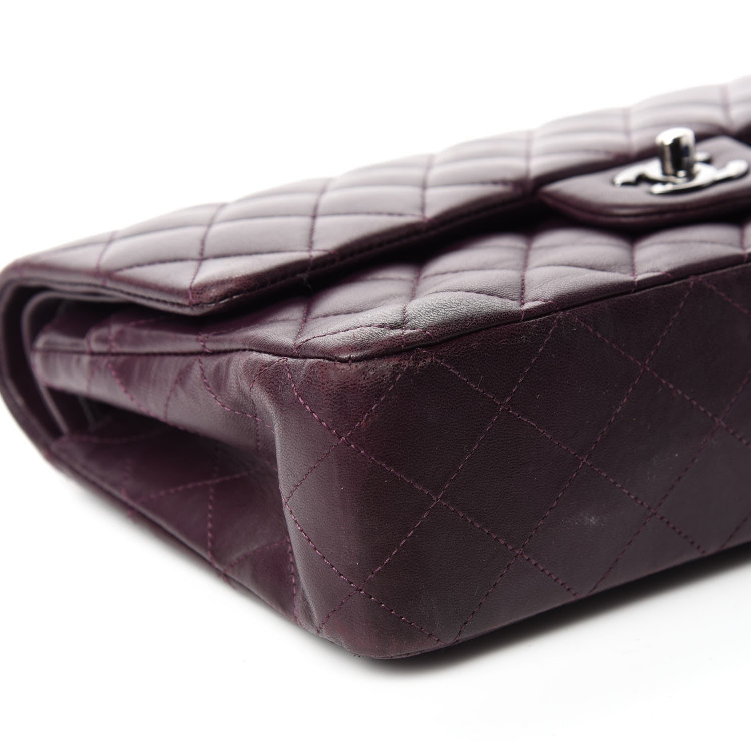 Chanel Lambskin Quilted Medium Double Flap Dark Purple 6 of 13