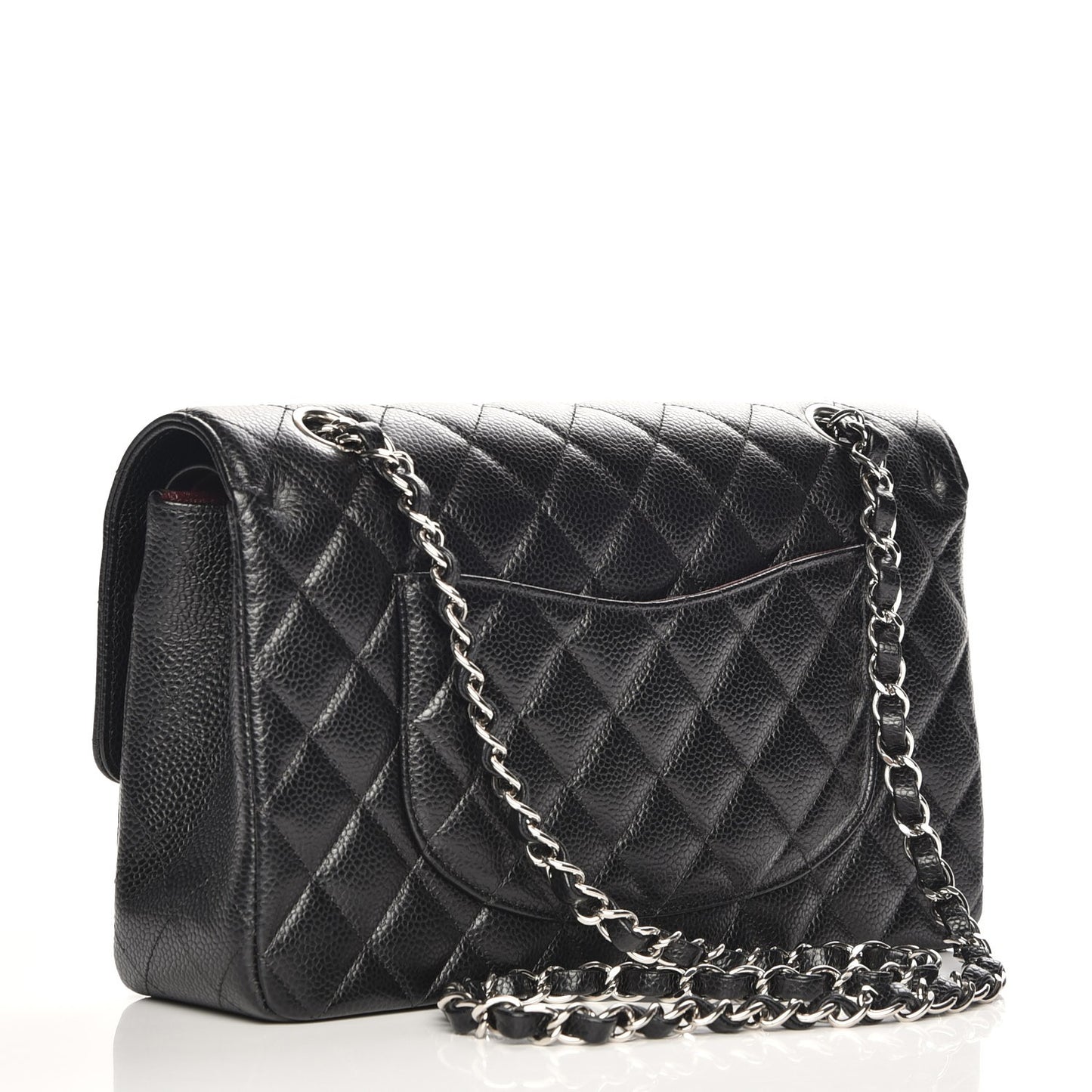 Caviar Quilted Medium Double Flap Black
