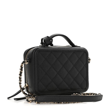 Chanel Caviar Quilted Small CC Filigree Vanity Case Black 3 of 9