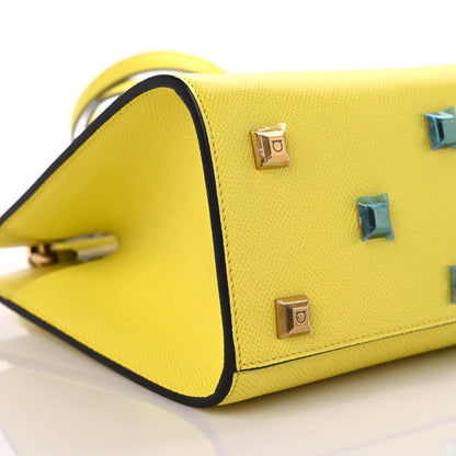 Salvatore Ferragamo Hammered Calfskin The Studio Box Bag Yellow 6 of 8