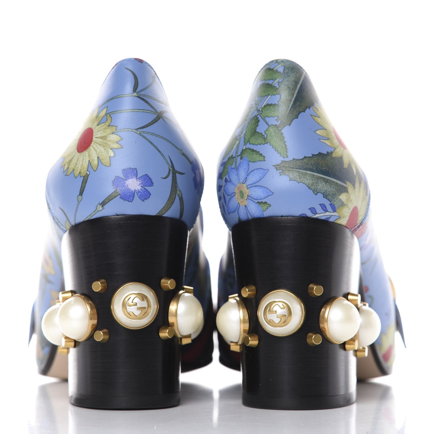 Apollo Calfskin Web Pearl New Flora Peyton 75mm Loafer Pumps 41 Azure