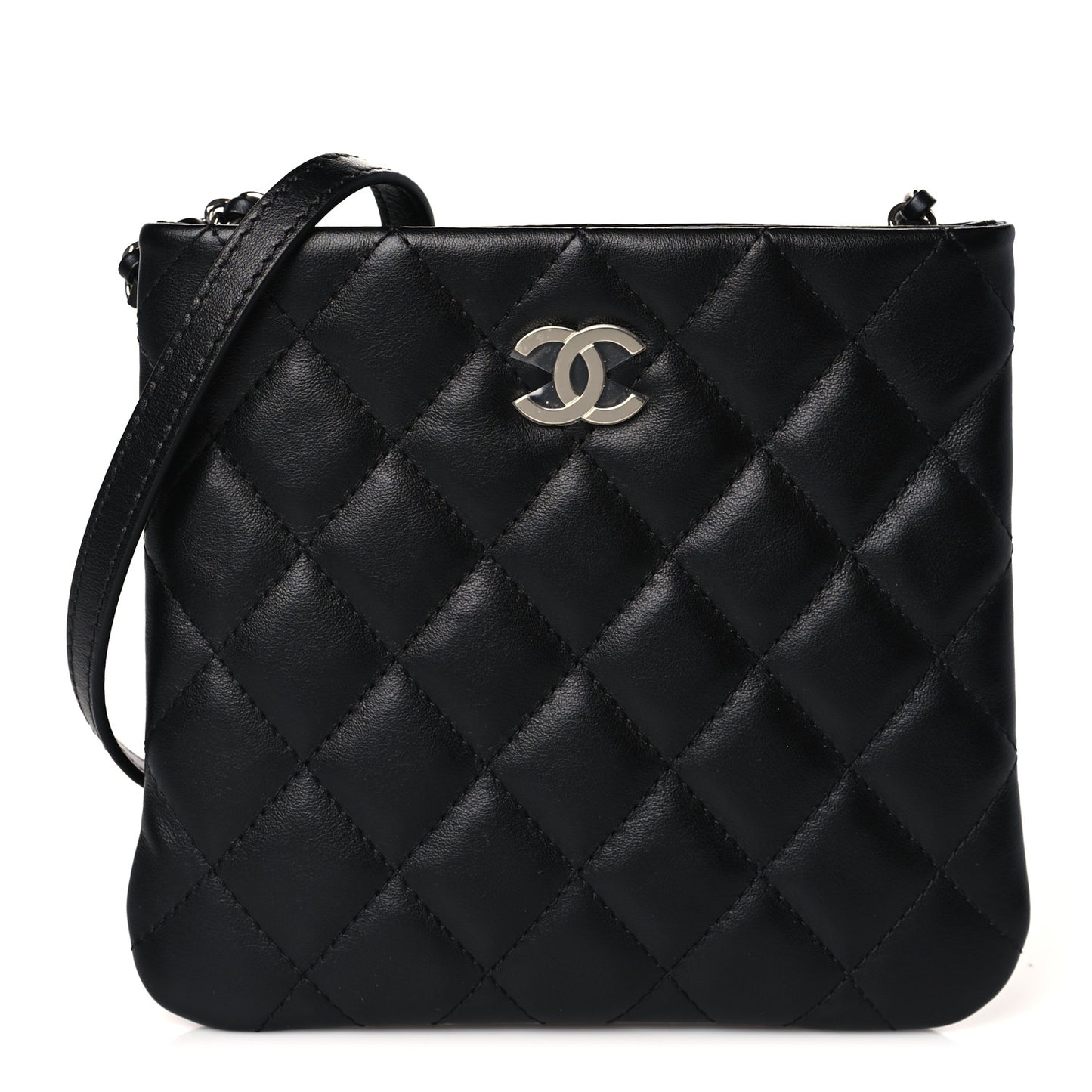 Lambskin Quilted Crossbody Bag Black