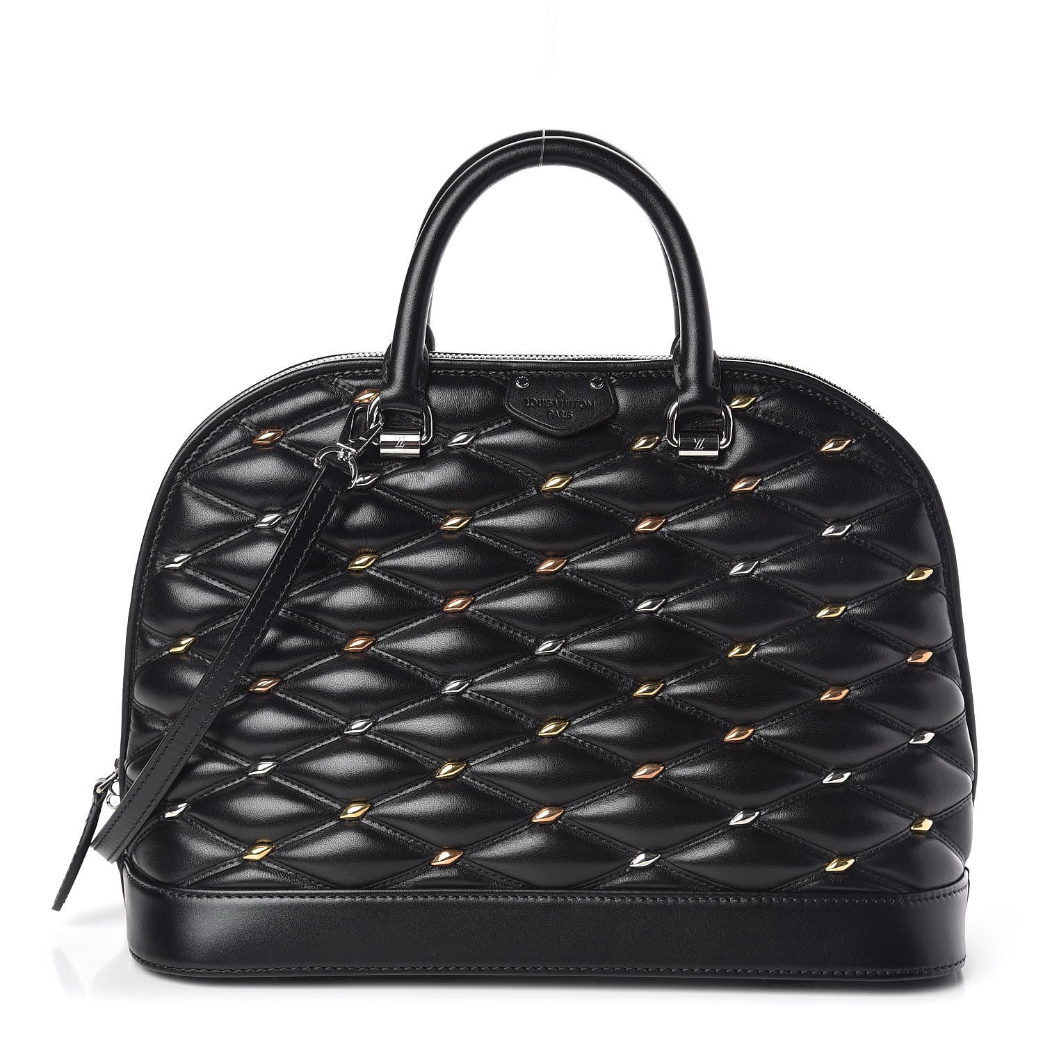 Louis Vuitton Lambskin Studded Malletage Alma PM Black 1 of 10