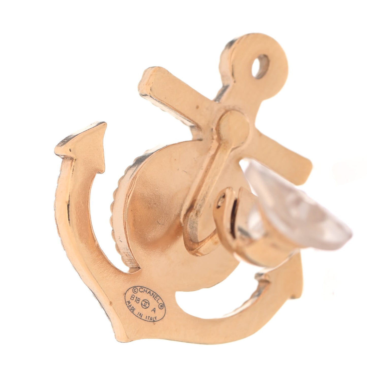 Metal Anchor CC Clip On Earrings Gold