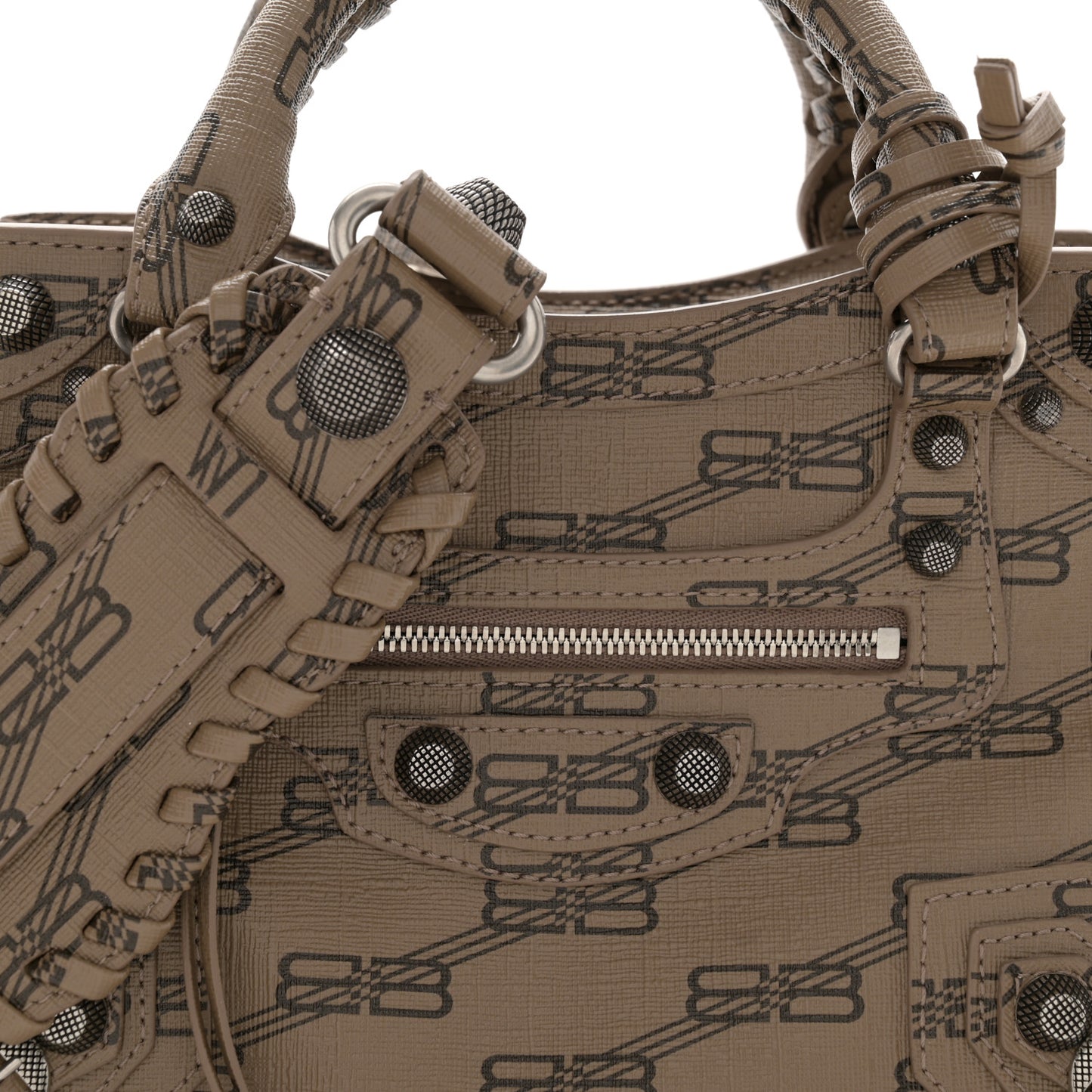 Coated Canvas BB Monogram Neo Cagole Handbag XS Beige Brown