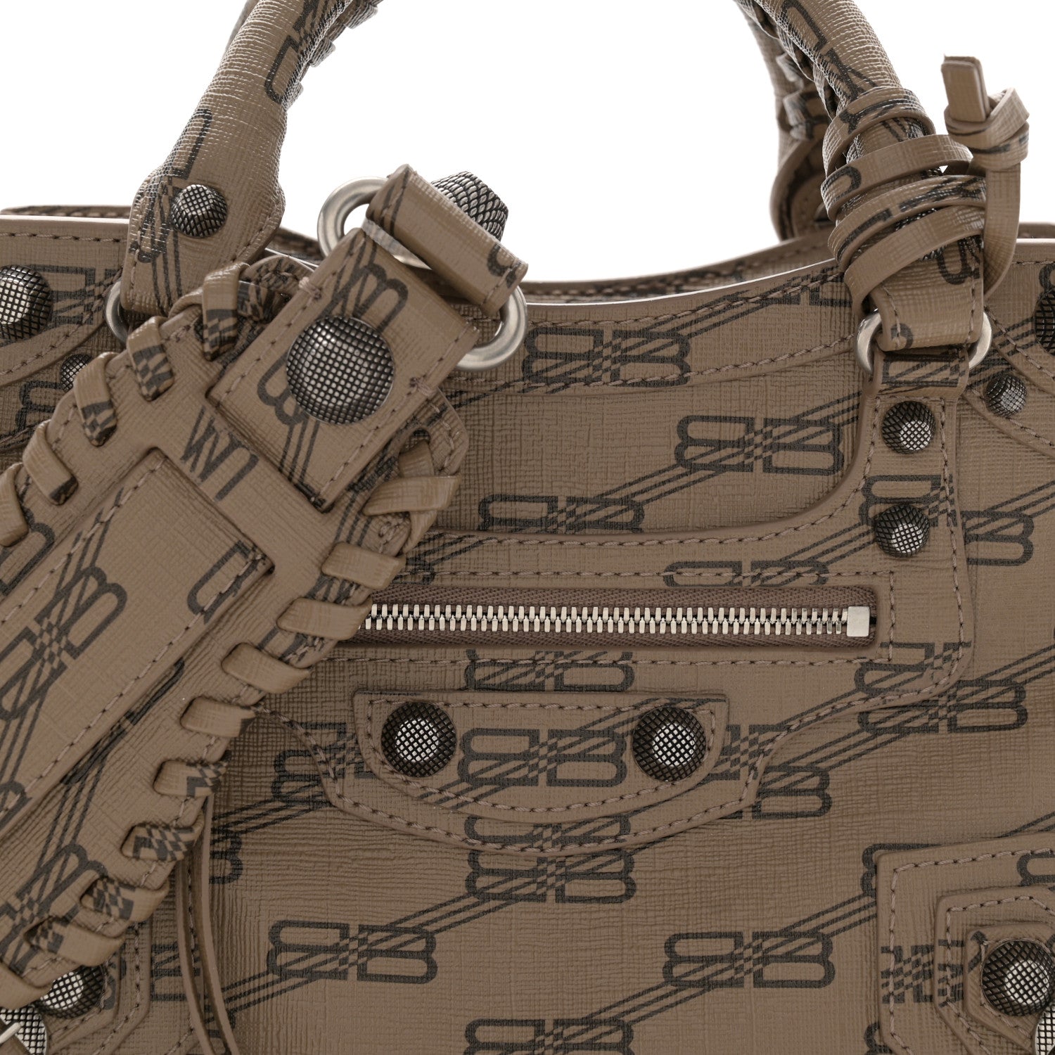 Balenciaga Coated Canvas BB Monogram Neo Cagole Handbag XS Beige Brown 9 of 11