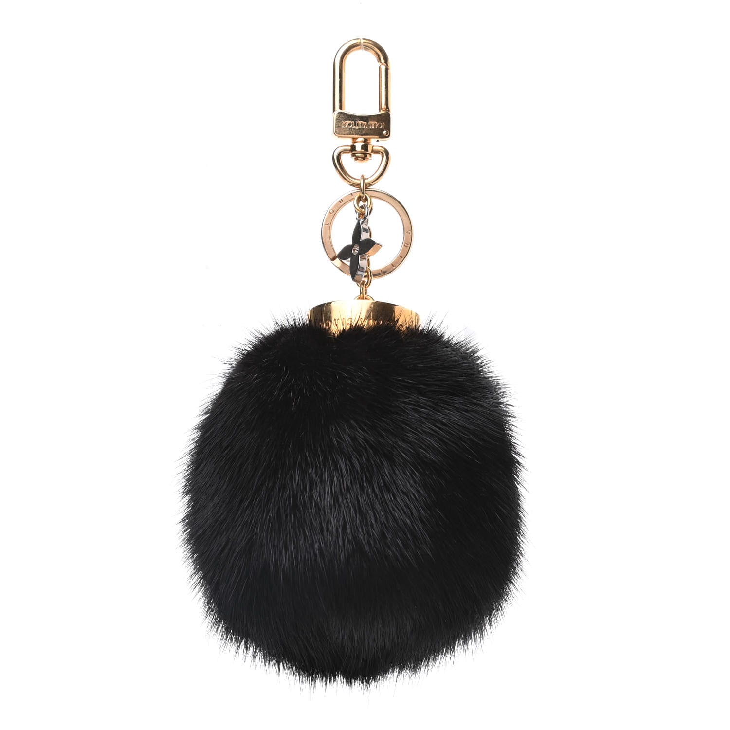 Louis Vuitton Mink Fur Bubble V Bag Charm Key Holder Black 3 of 4