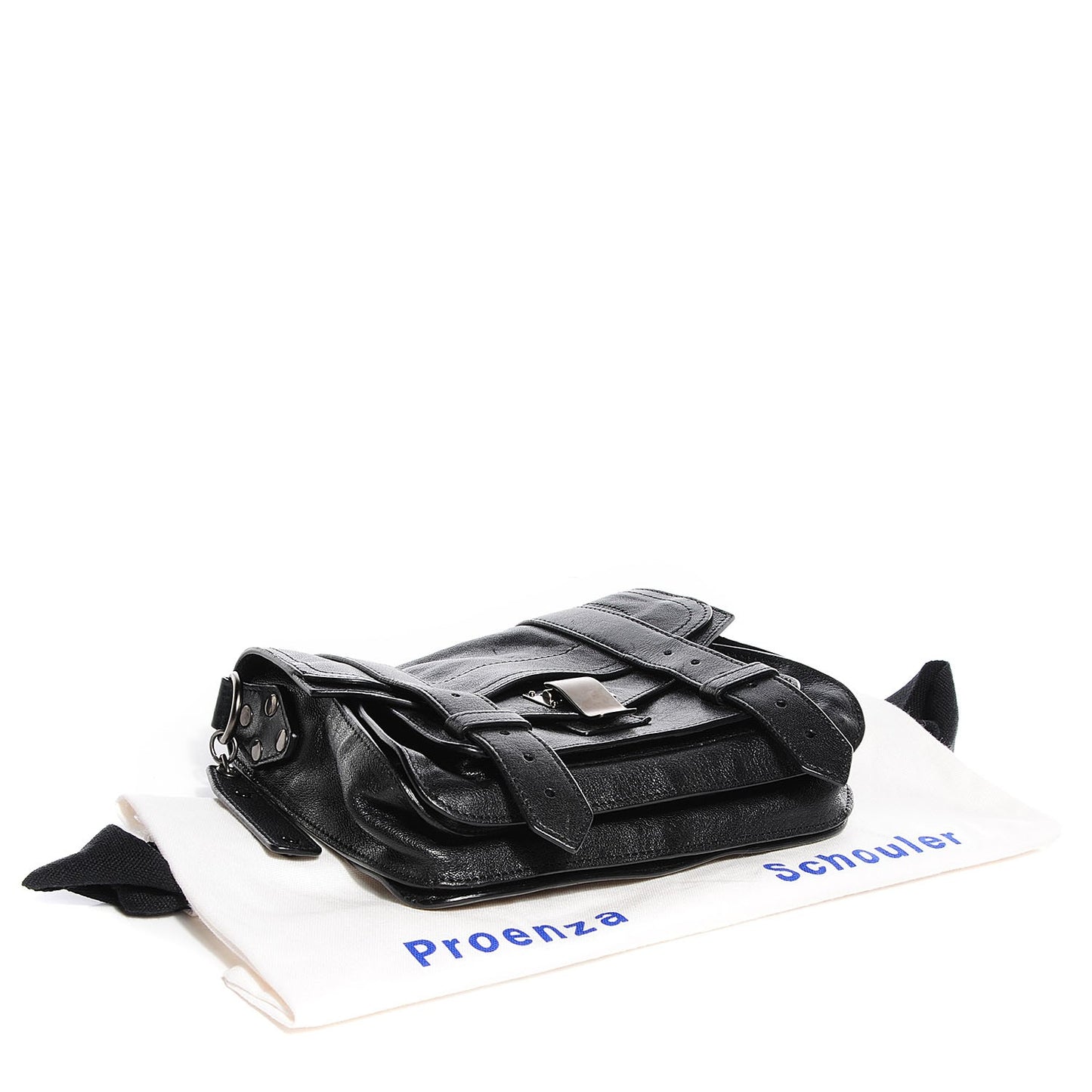 Leather PS1 Pouch Messenger Bag Black