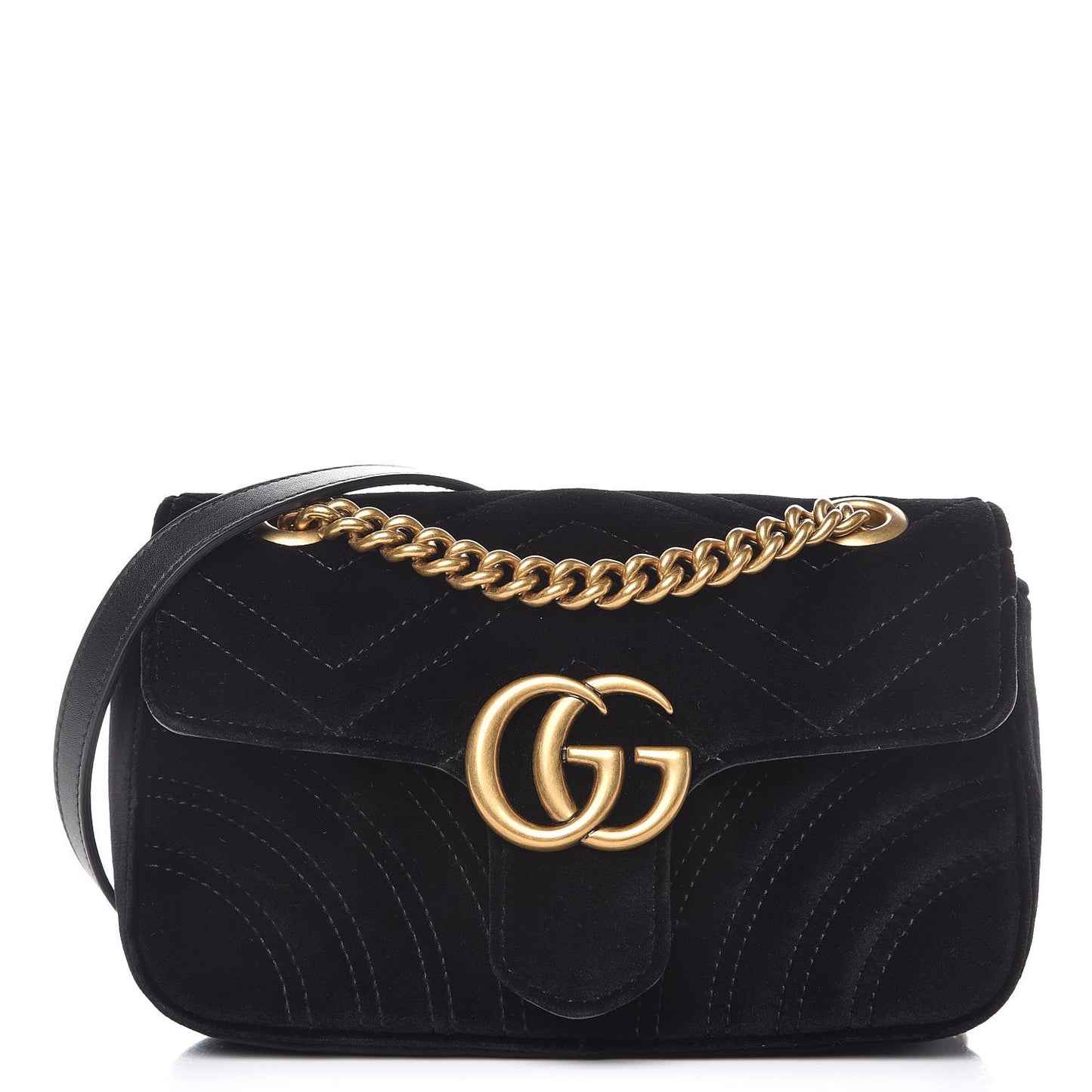 Velvet Matelasse Mini GG Marmont Shoulder Bag Black