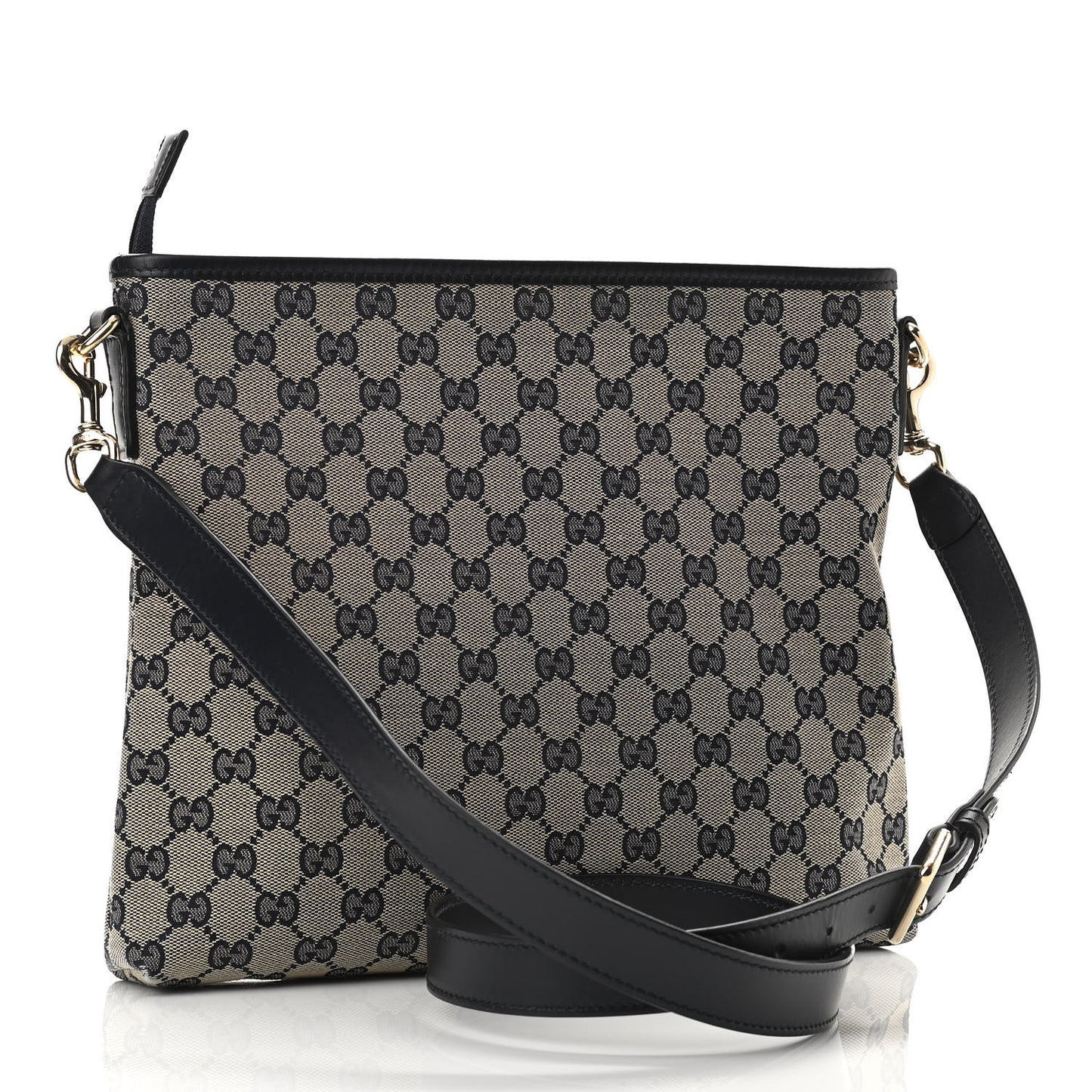 GG Supreme Monogram Web Flat Messenger Bag Navy