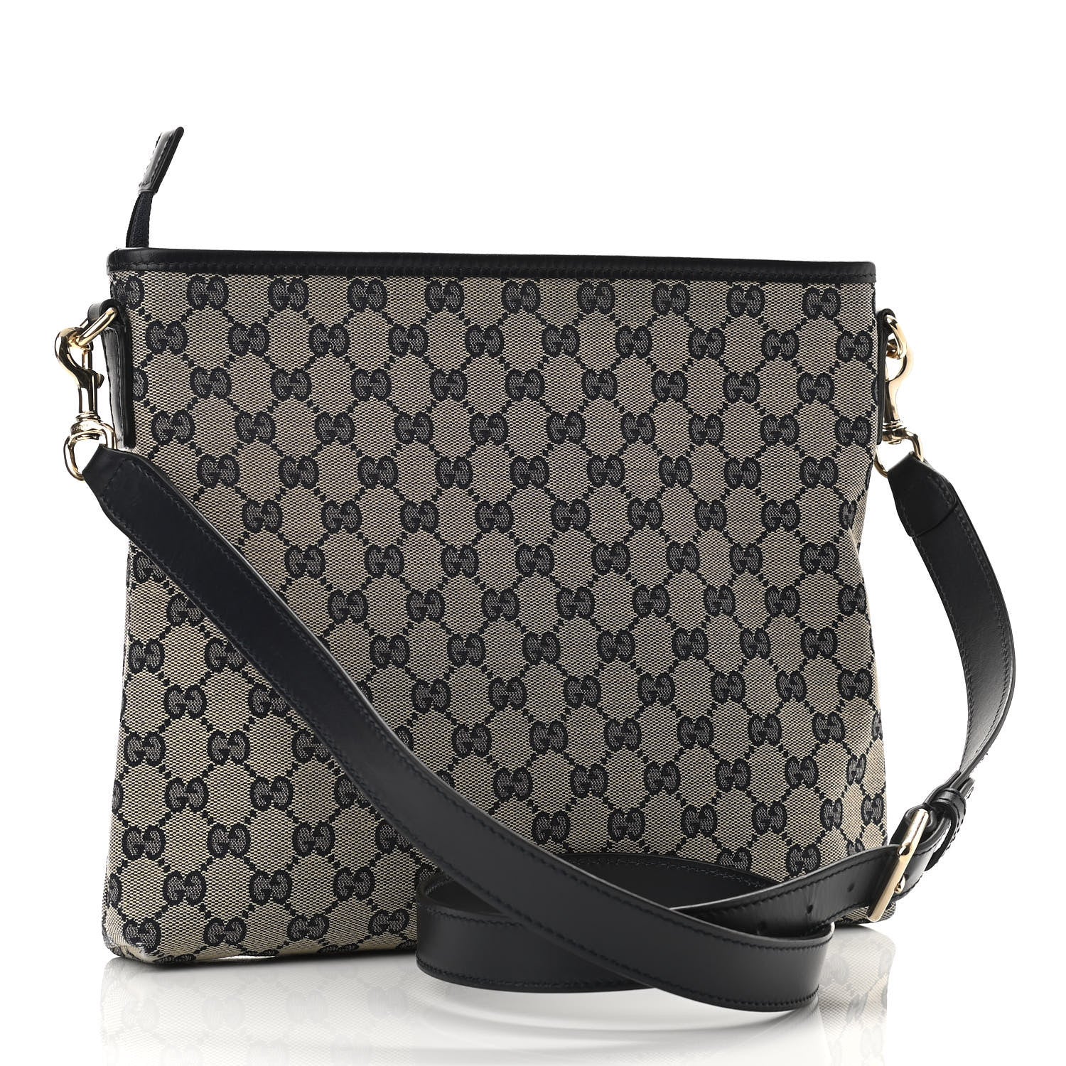 Gucci GG Supreme Monogram Web Flat Messenger Bag Navy 3 of 12