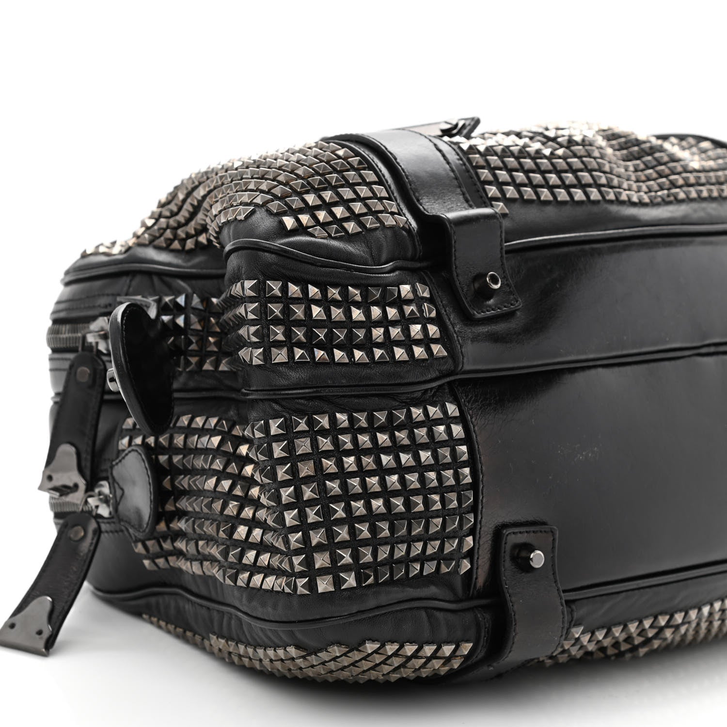 Burberry Prorsum Calfskin Studded Knight Satchel Black 10 of 12