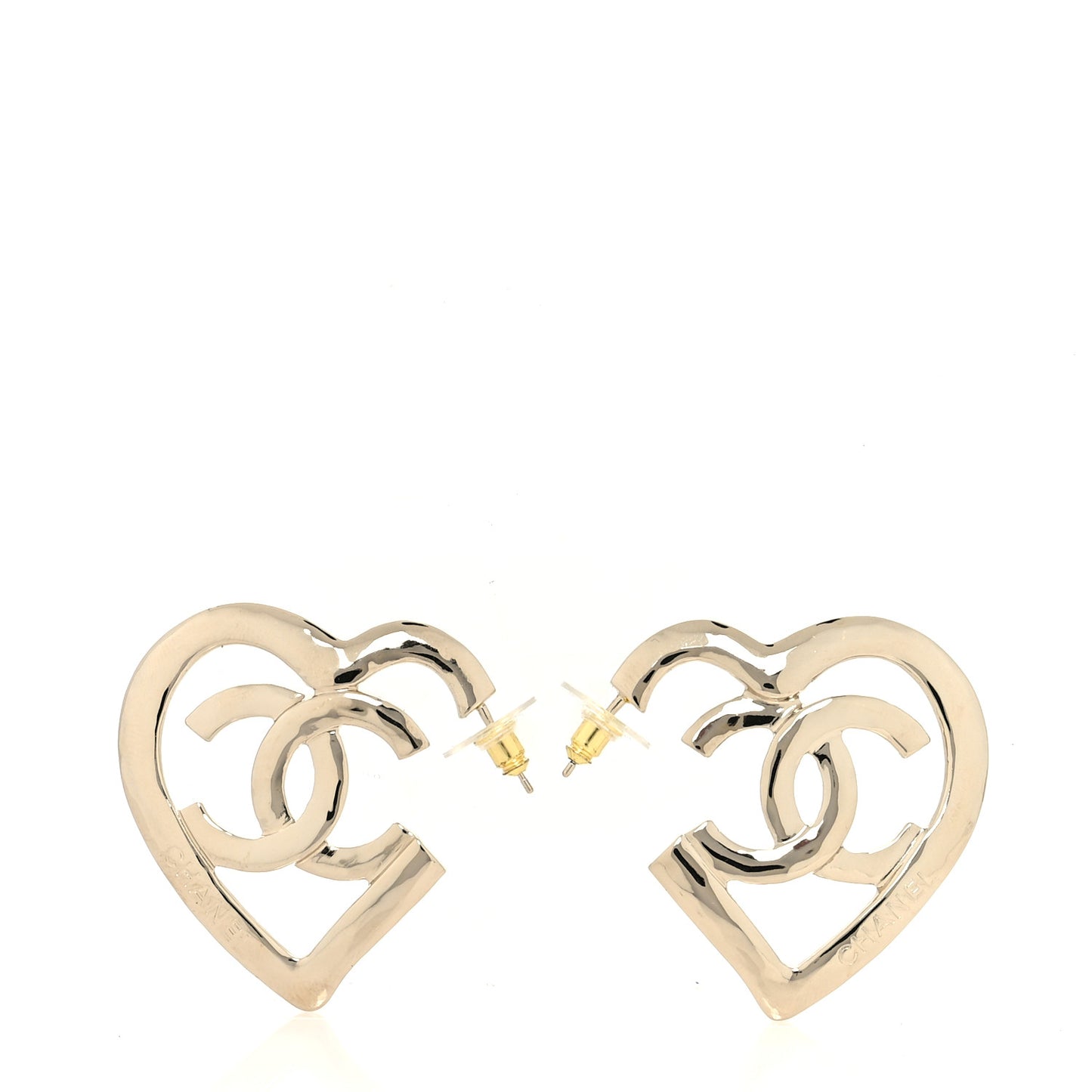 Metal CC Heart Coco In Love Hoop Earrings Gold