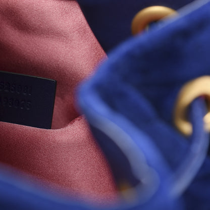 Gucci Velvet Matelasse GG Marmont Bucket Bag Cobalt Blue 7 of 13