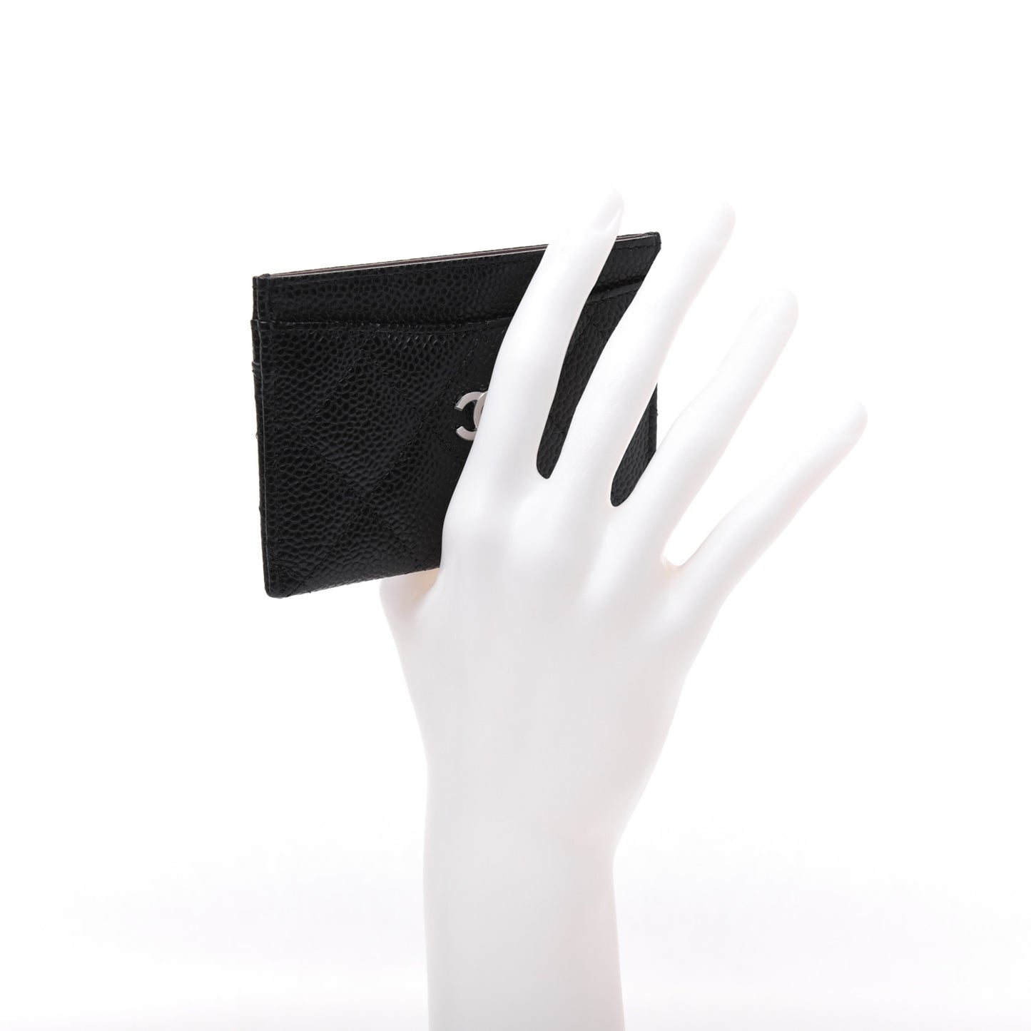 Caviar Quilted Card Holder Black