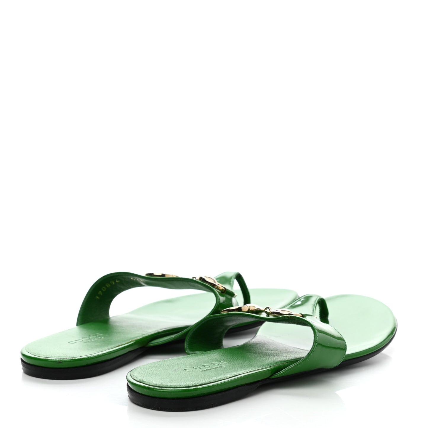 Patent Horsebit Thong Sandals 36.5 Green