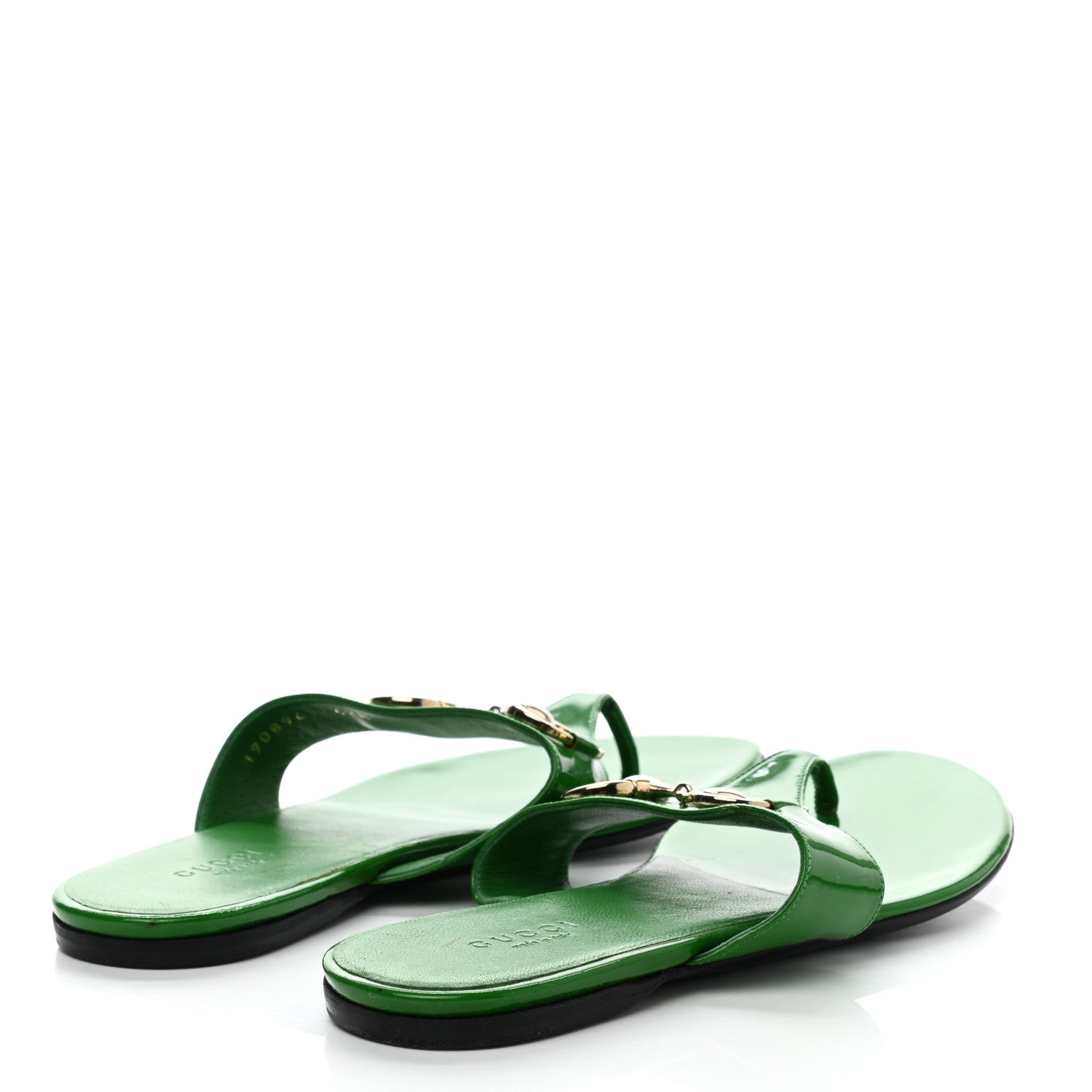 Gucci Patent Horsebit Thong Sandals 36.5 Green 4 of 11