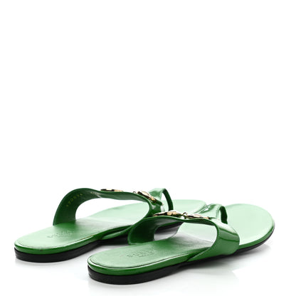 Gucci Patent Horsebit Thong Sandals 36.5 Green 4 of 11