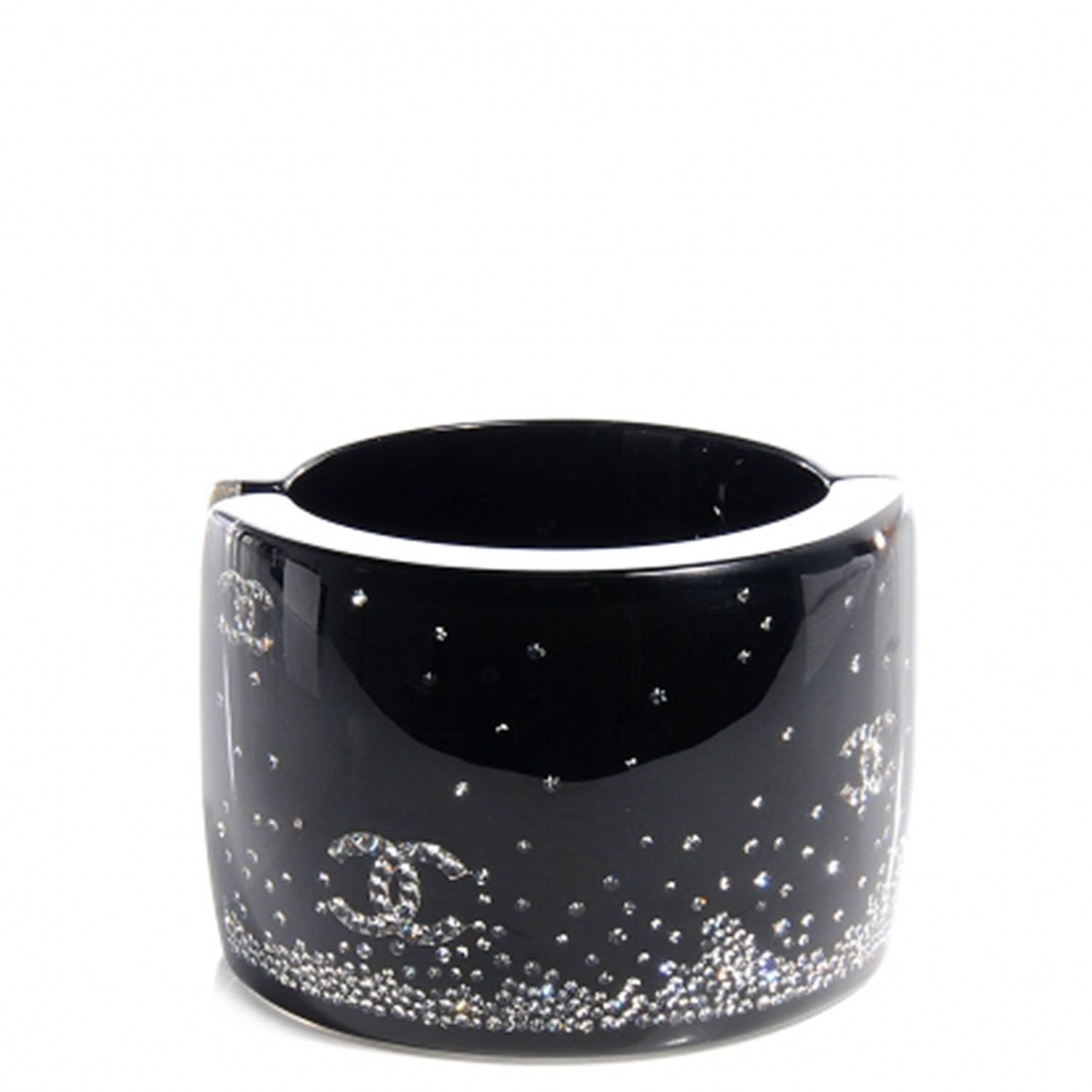 Chanel Resin Crystal CC Cuff Black 1 of 7