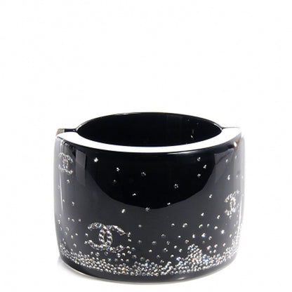 Chanel Resin Crystal CC Cuff Black 1 of 7