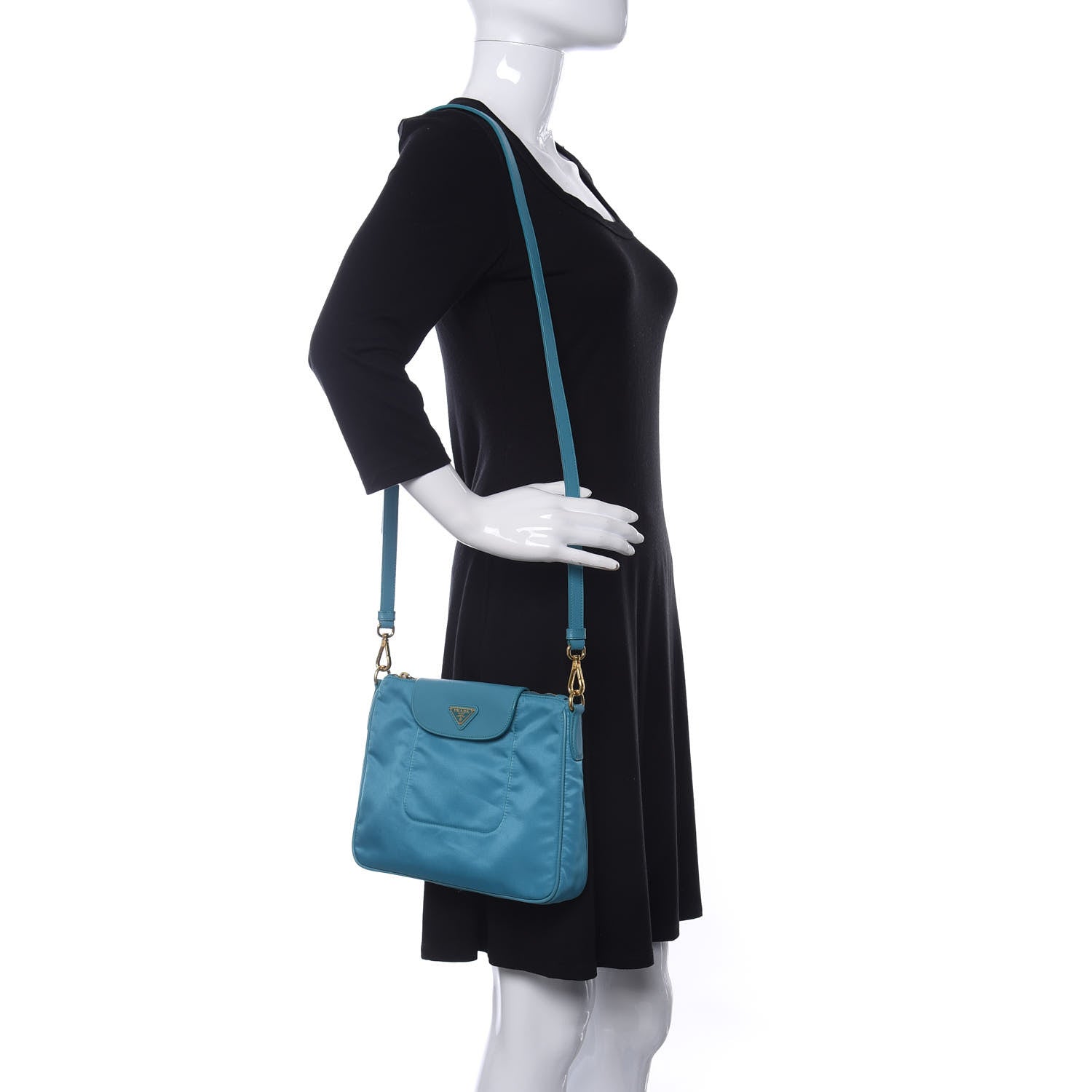Prada Tessuto Nylon Saffiano Crossbody Bag Turchese 2 of 9