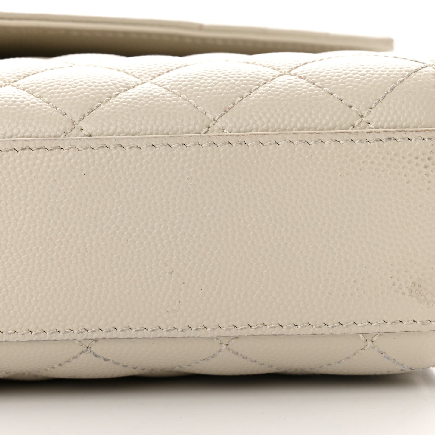 Grain De Poudre Textured Mixed Matelasse Medium Triquilt Monogram Satchel Crema Soft