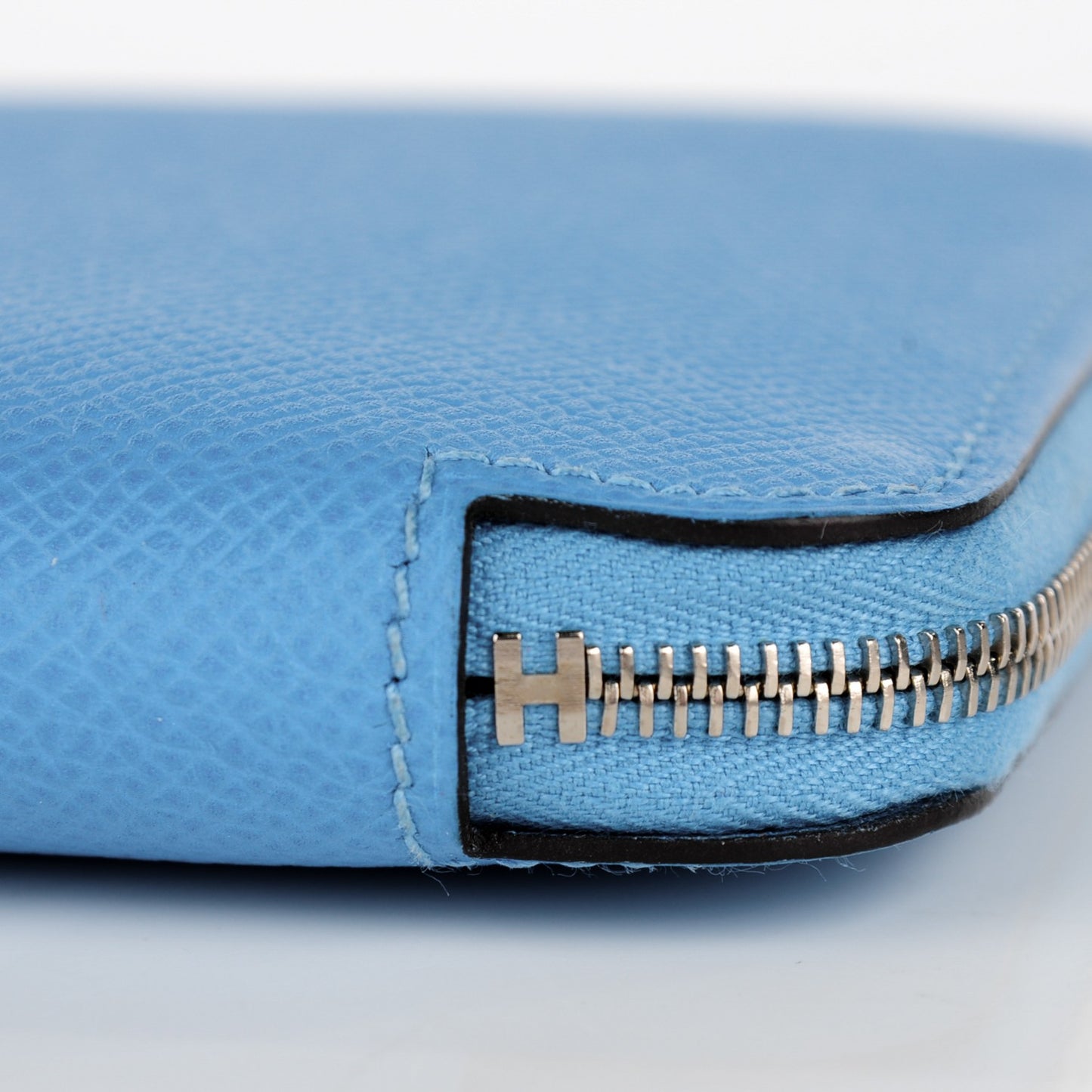 Epsom Silk'In Wallet Bleu Paradis Gris Perle