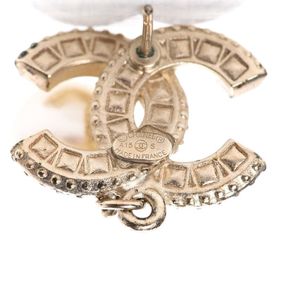 Chanel Crystal Pearl CC Drop Earrings Gold 4 of 5