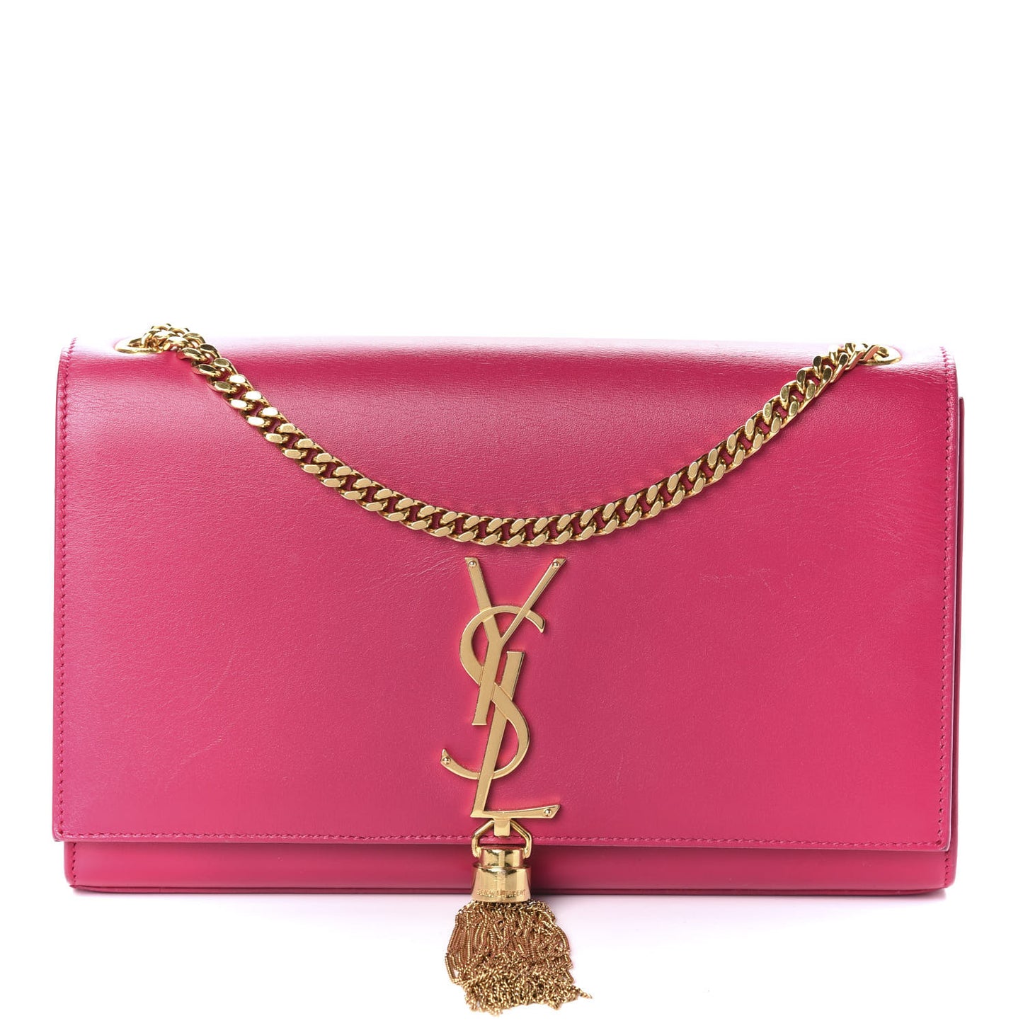 Smooth Calfskin Medium Classic Monogram Kate Tassel Satchel Fuchsia