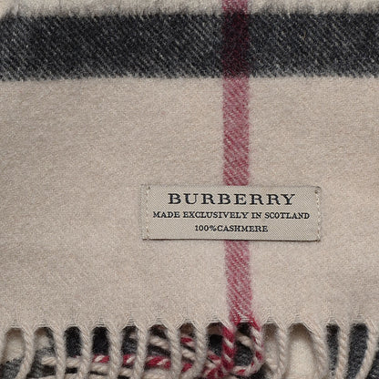 Burberry Cashmere Giant Check Fringe Scarf Ivory 5 of 5