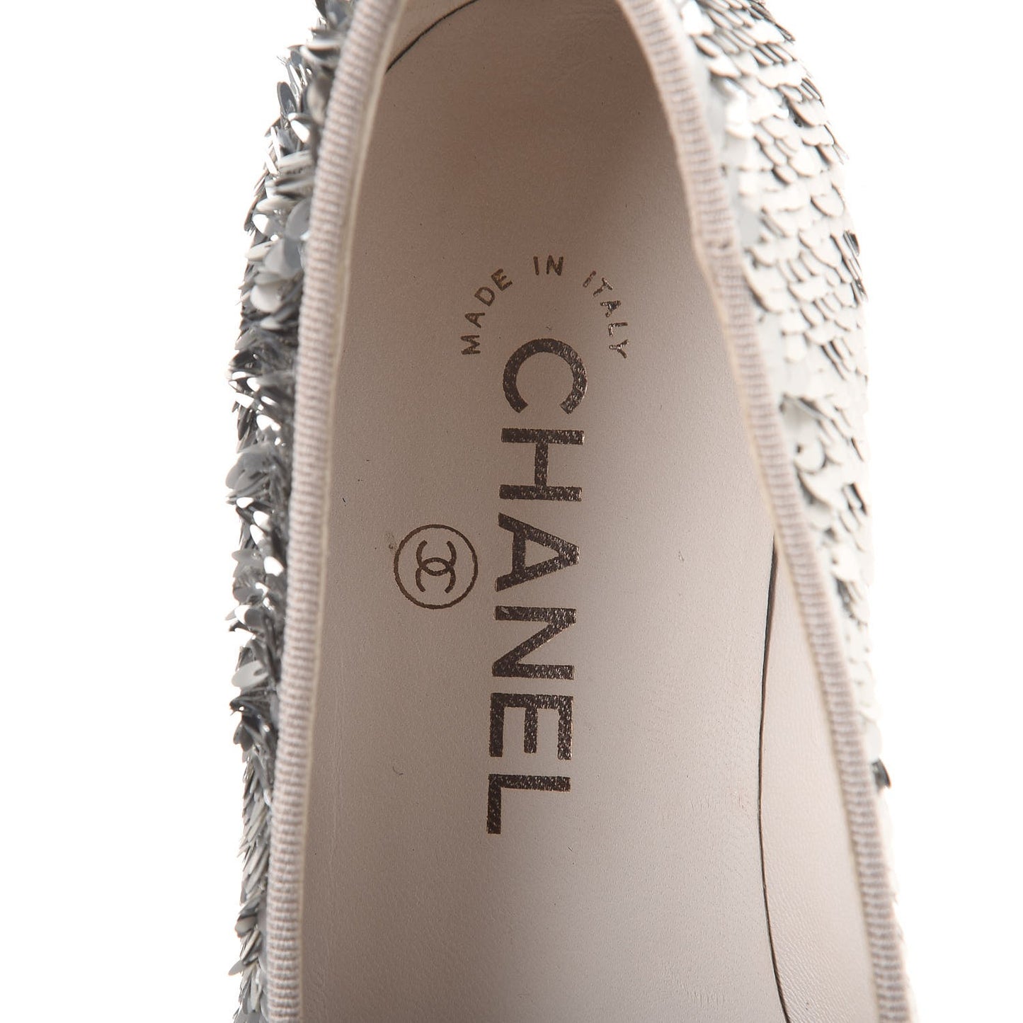 Sequin CC Loafers 36 Silver