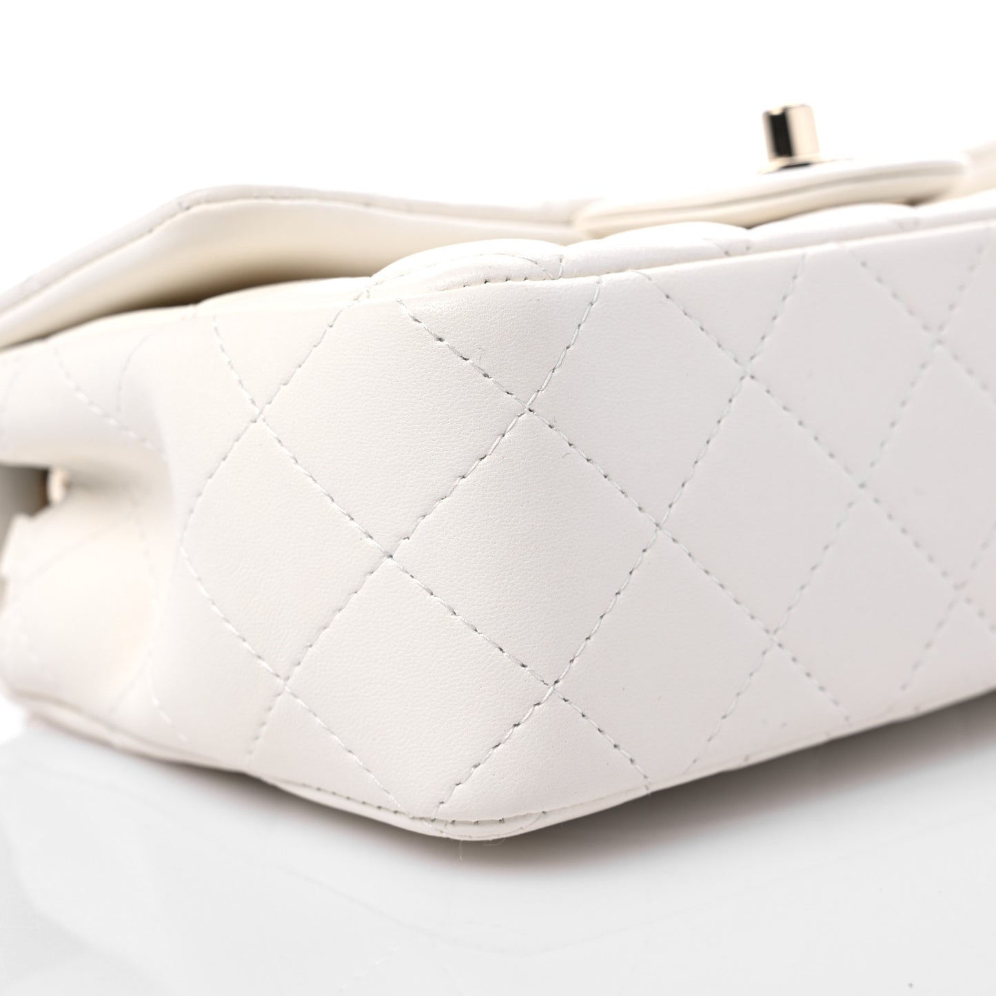 Lambskin Quilted Mini Rectangular Flap White