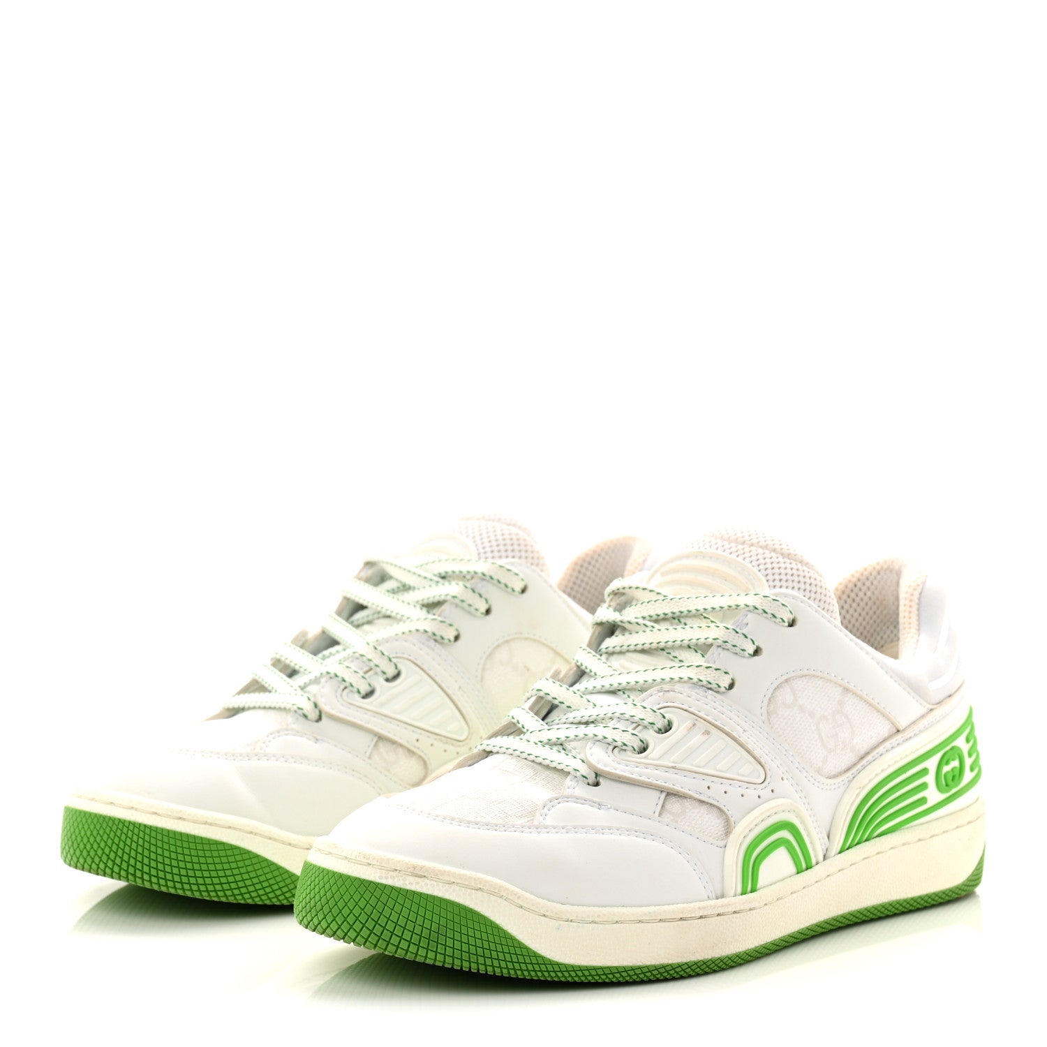 Gucci Demetra GG Supreme Monogram Womens Basket Low Top Sneakers 35 Great White Green 4 of 11