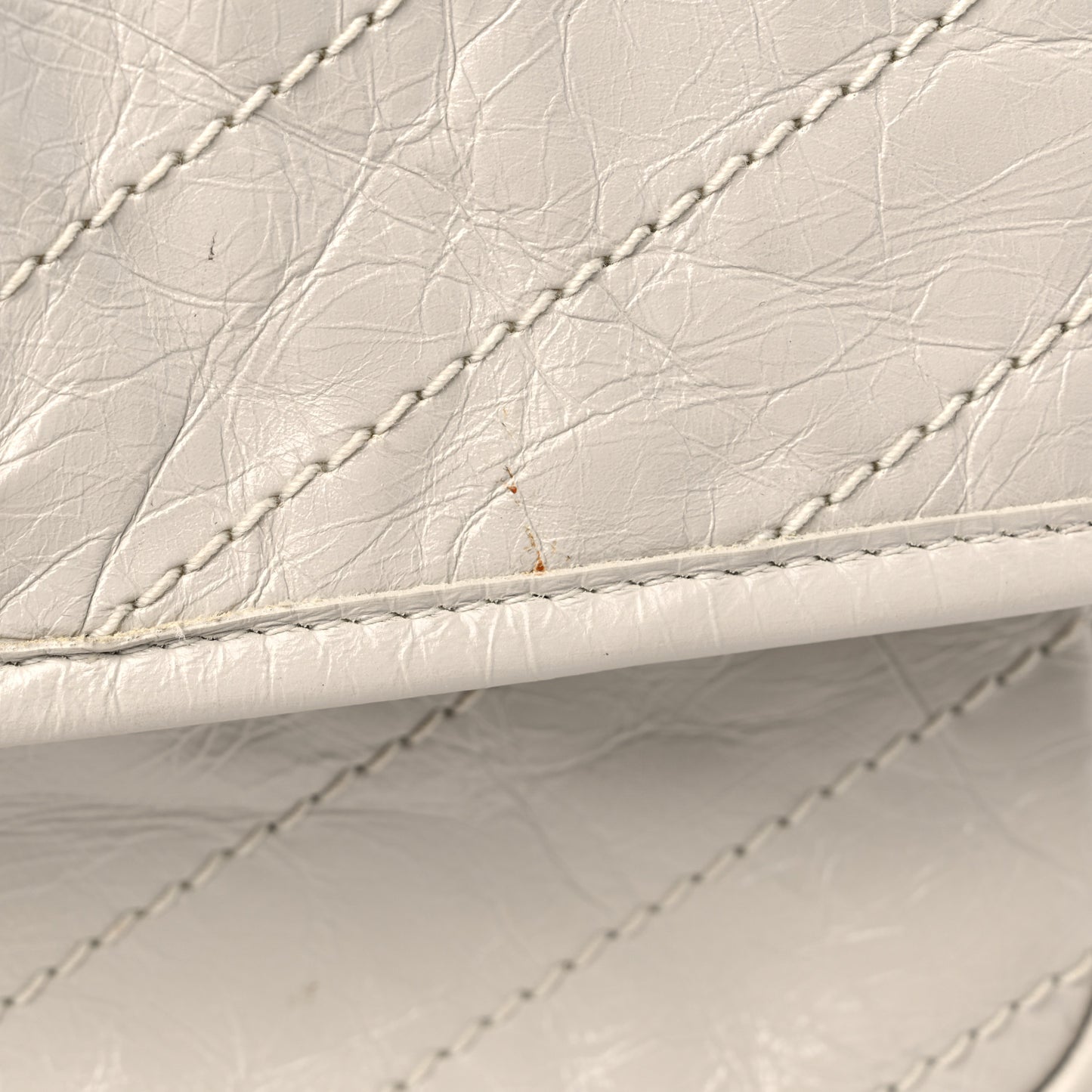Crinkled Calfskin Matelasse Monogram Medium Niki Chain Satchel Blanc Vintage