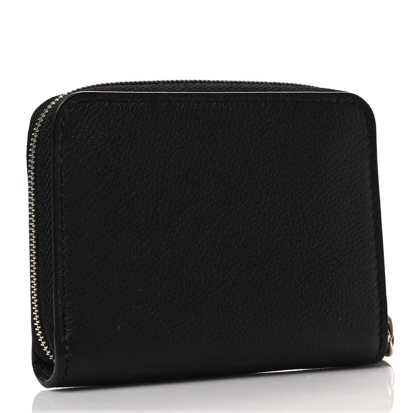 Calfskin Lockme Zippy Coin Purse Black