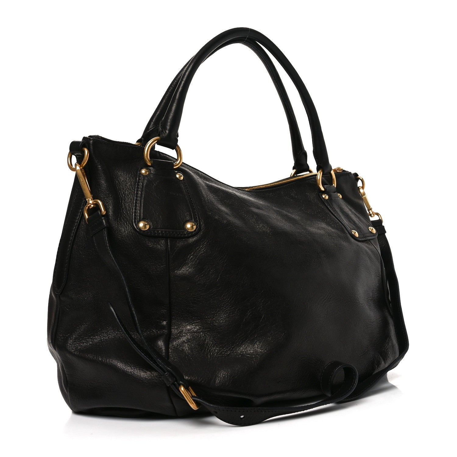 Prada Cervo Shine Tote Black 5 of 17