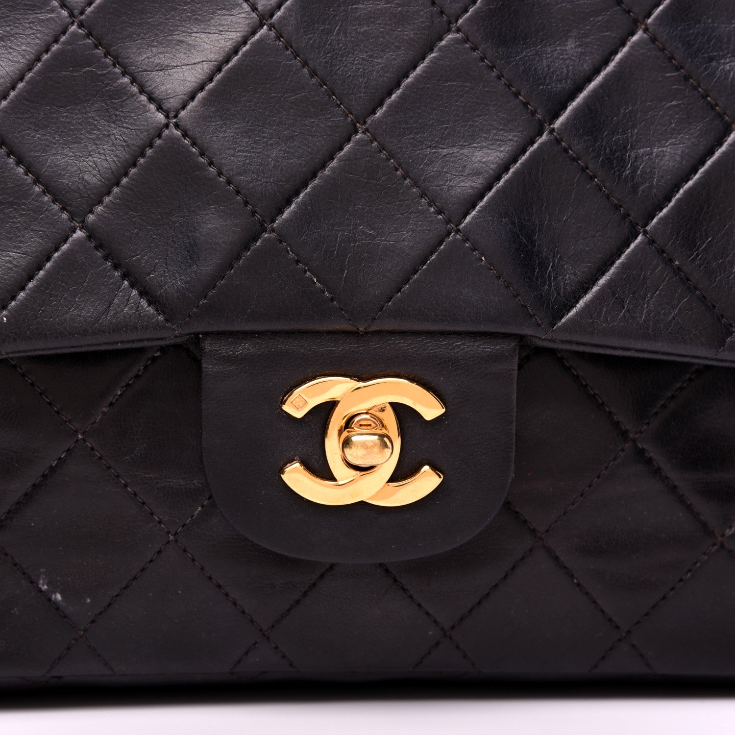 Chanel Lambskin Quilted Medium Double Flap Black 10 of 11