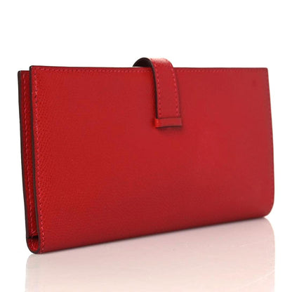 Hermes Epsom Bearn Gusset Wallet Rouge Casaque 3 of 8