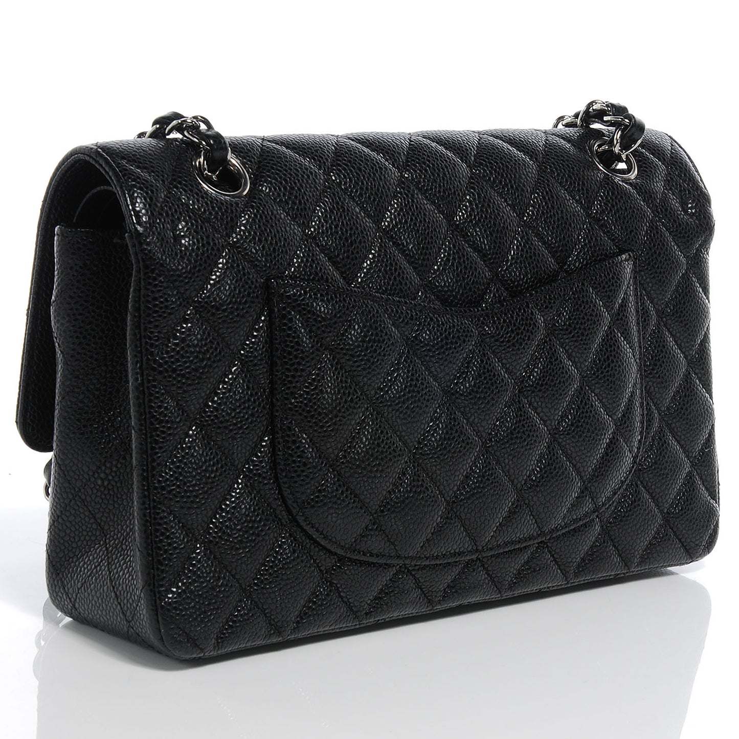Caviar Quilted Medium Double Flap Black