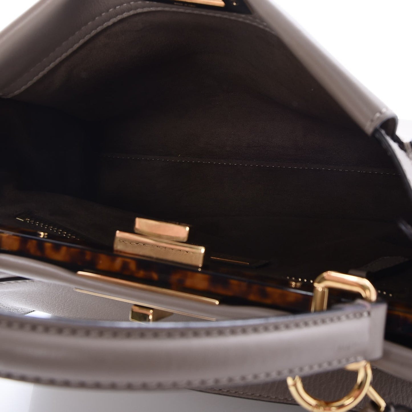 Vitello Seta Plexiglass Tortoise Medium Peekaboo Iconic Satchel Tortora